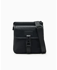 A|X Armani Exchange Men's Pebbled Faux-Leather Buckle Crossbody Bag