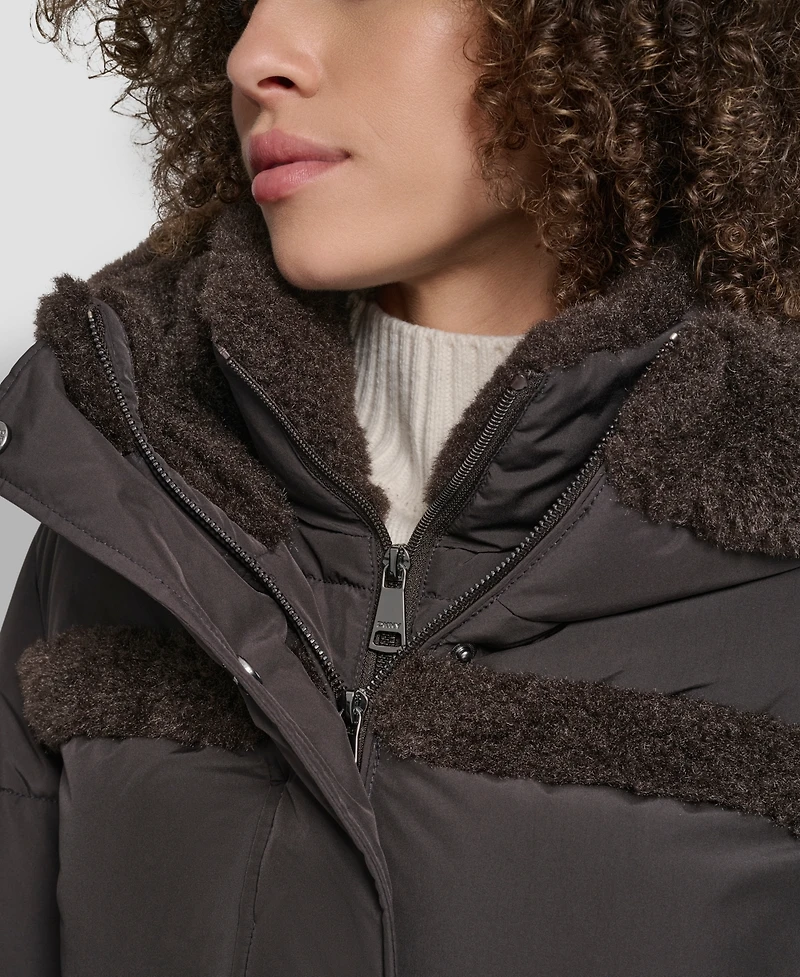 Dkny Women's Detailed Hooded Puffer Coat