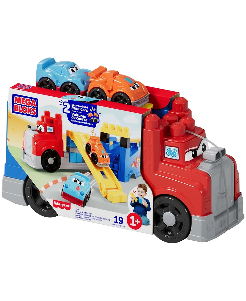 Mega Bloks First Builders Build and Race Rig Toy Blocks, 19 Pieces
