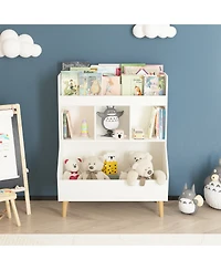 Jujabu 27.5 in. Wide White Kids Multifunctional Bookshelf and Toy Storage with Legs Toy Storage Organizer