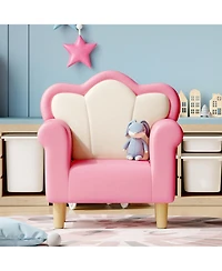 Jujabu Pink Upholstered Kids Sofa Princess Armchair for Children