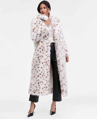 I.n.c. International Concepts Women's Printed Long Faux-Fur Coat, Macy's Exclusive