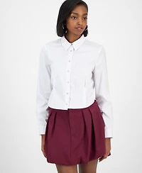 Bar Iii Women's Cropped Long-Sleeve Shirt, Macy's Exclusive