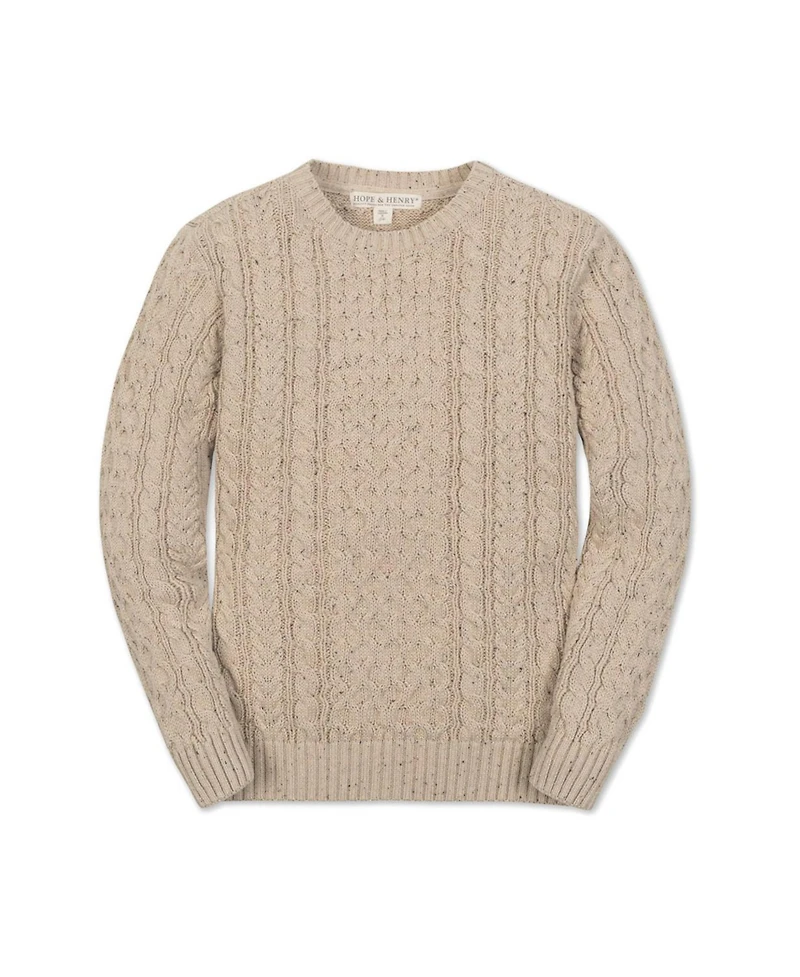 Hope & Henry Boys Organic Long Sleeve Fisherman Cable Pullover Sweater