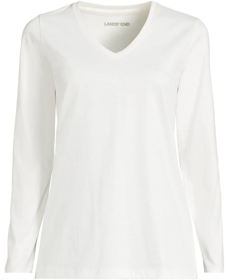 Lands' End Women's Tall Supima Cotton Long Sleeve V-Neck T-Shirt