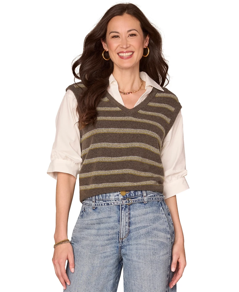 Democracy Petite Below Elbow Blouson Sweater Vest