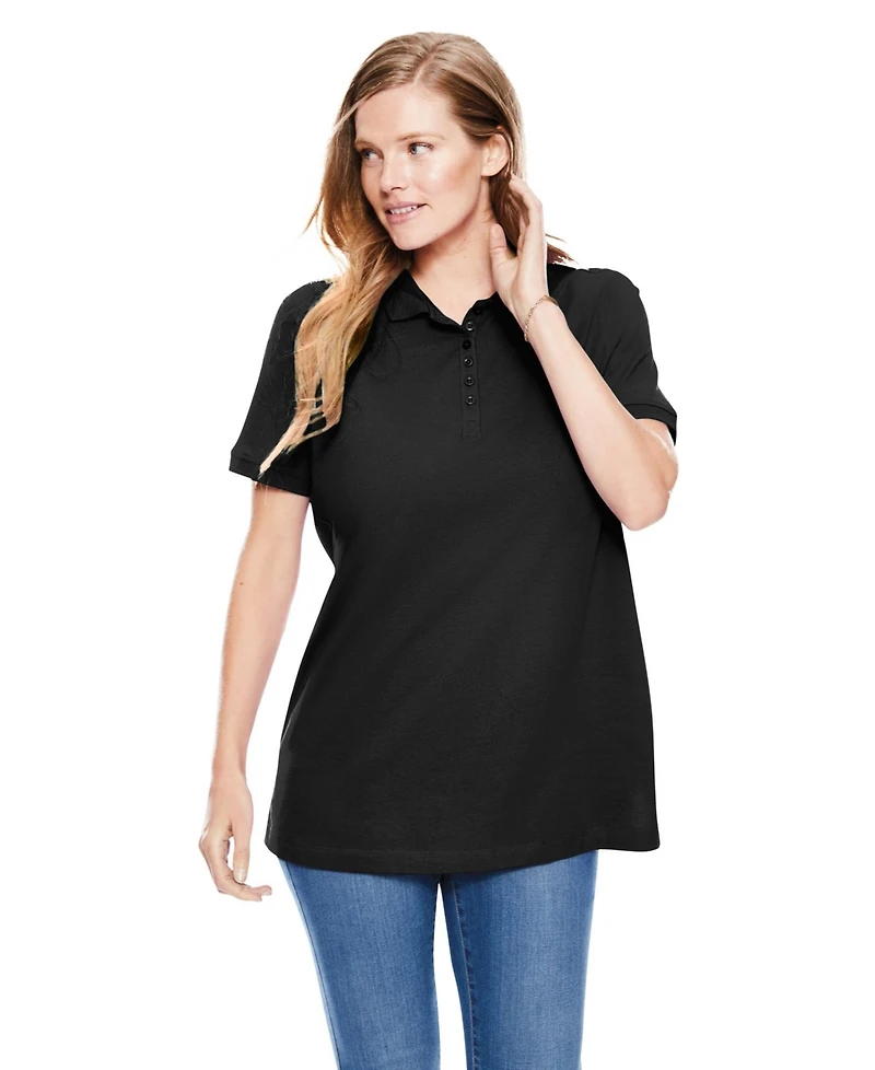 Woman Within Women's Perfect Short-Sleeve Polo Shirt