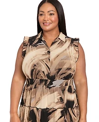 London Times Plus Long Sleeve Mock Neck Short Dress
