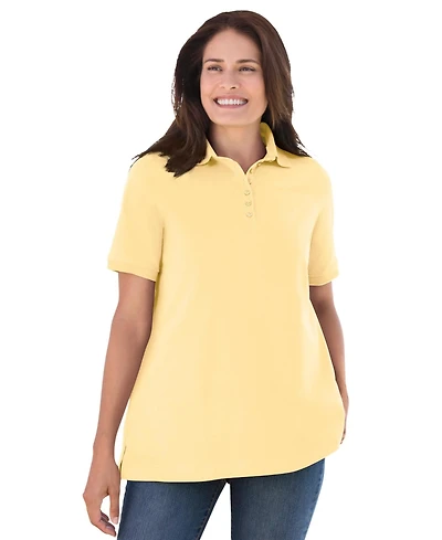 Woman Within Women's Perfect Short-Sleeve Polo Shirt