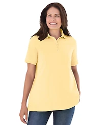 Woman Within Women's Perfect Short-Sleeve Polo Shirt