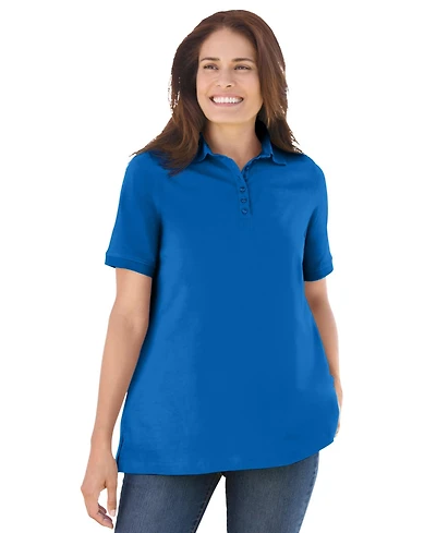 Woman Within Women's Perfect Short-Sleeve Polo Shirt