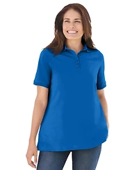 Woman Within Women's Perfect Short-Sleeve Polo Shirt