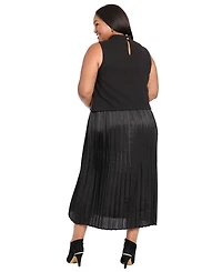 London Times Plus Sleeveless A-Line Midi Dress