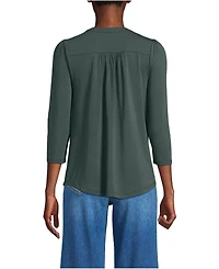 Lands' End Women's 3/4 Sleeve Lightweight Jersey Embellished Top