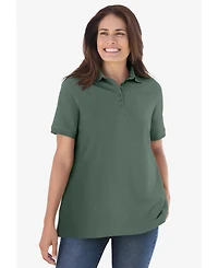Woman Within Women's Perfect Short-Sleeve Polo Shirt