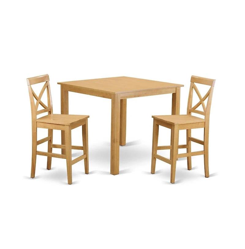 East West Furniture 3 Pc counter height Dining room set-pub Table and 2 bar stools