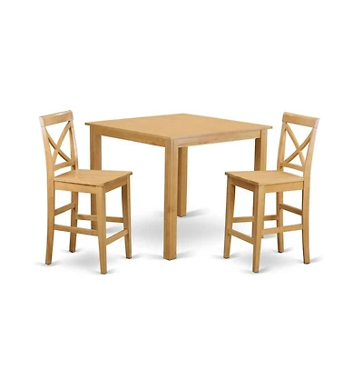 East West Furniture 3 Pc counter height Dining room set-pub Table and 2 bar stools