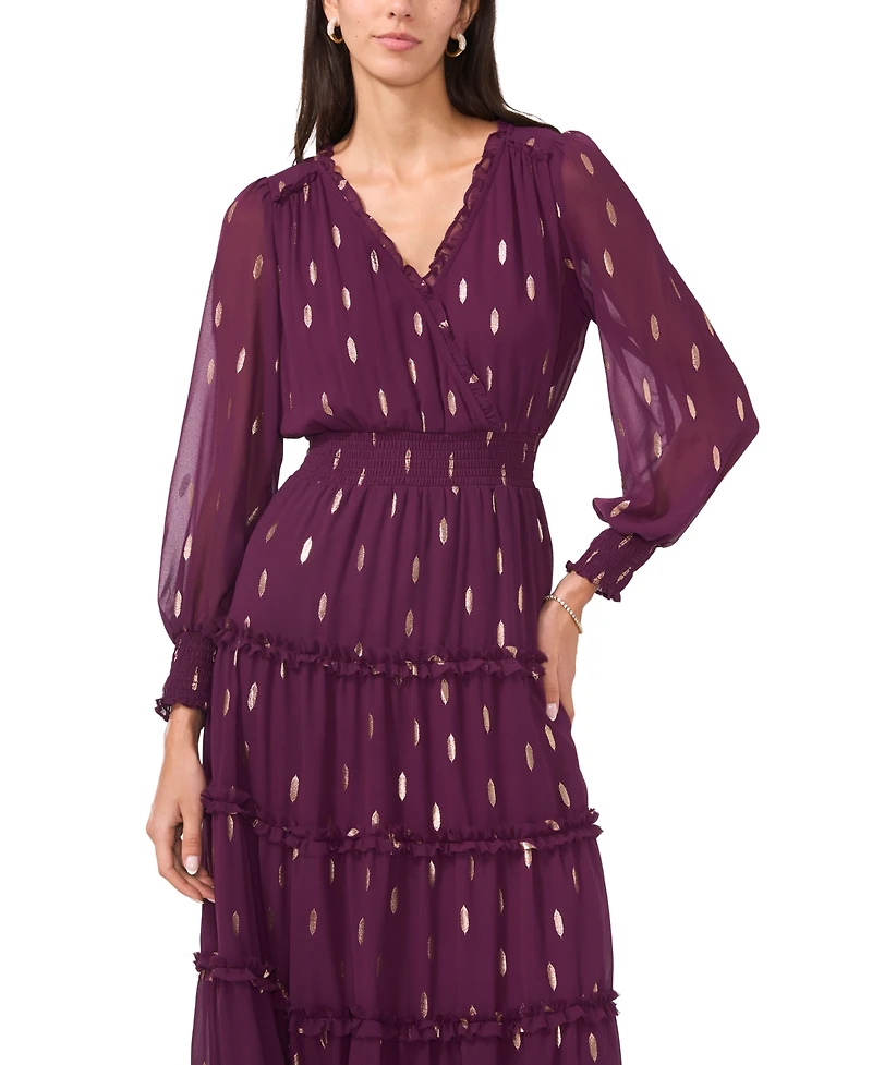 Msk Petite Chiffon Long Sleeves Maxi Dress