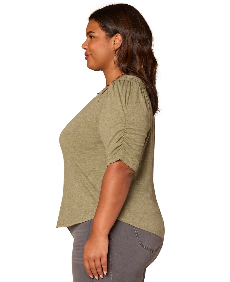 Democracy Plus Puff-Sleeve V-Neck Top