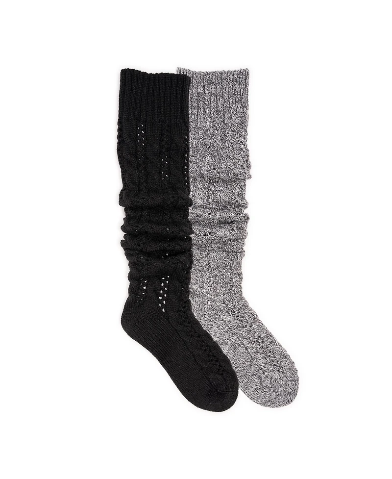 Muk Luks Women's Slouch Knit Cable 2 Pair Pack