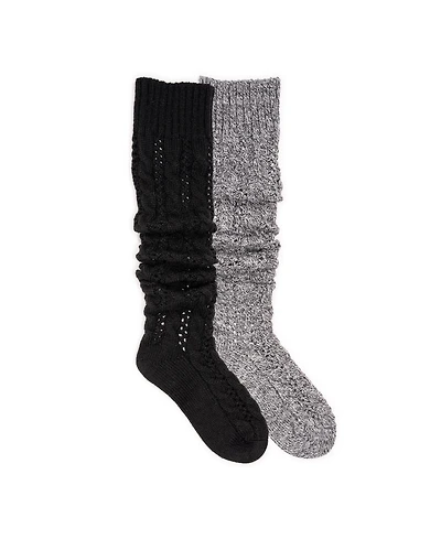 Muk Luks Women's Slouch Knit Cable 2 Pair Pack