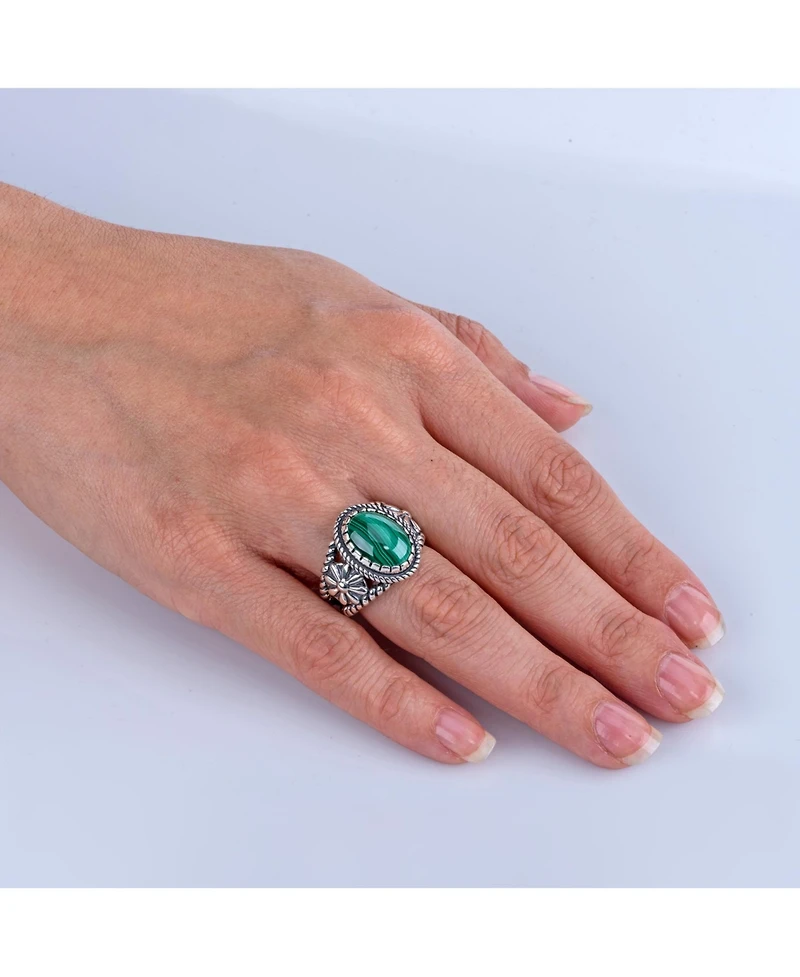 American West Jewelry Sterling Silver Women's & Men's Ring Genuine Gemstone Native-Inspired Flower Design Sizes 5- 10