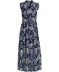 Lands' End Women's Chiffon Maxi Dress with Ruffle Detail