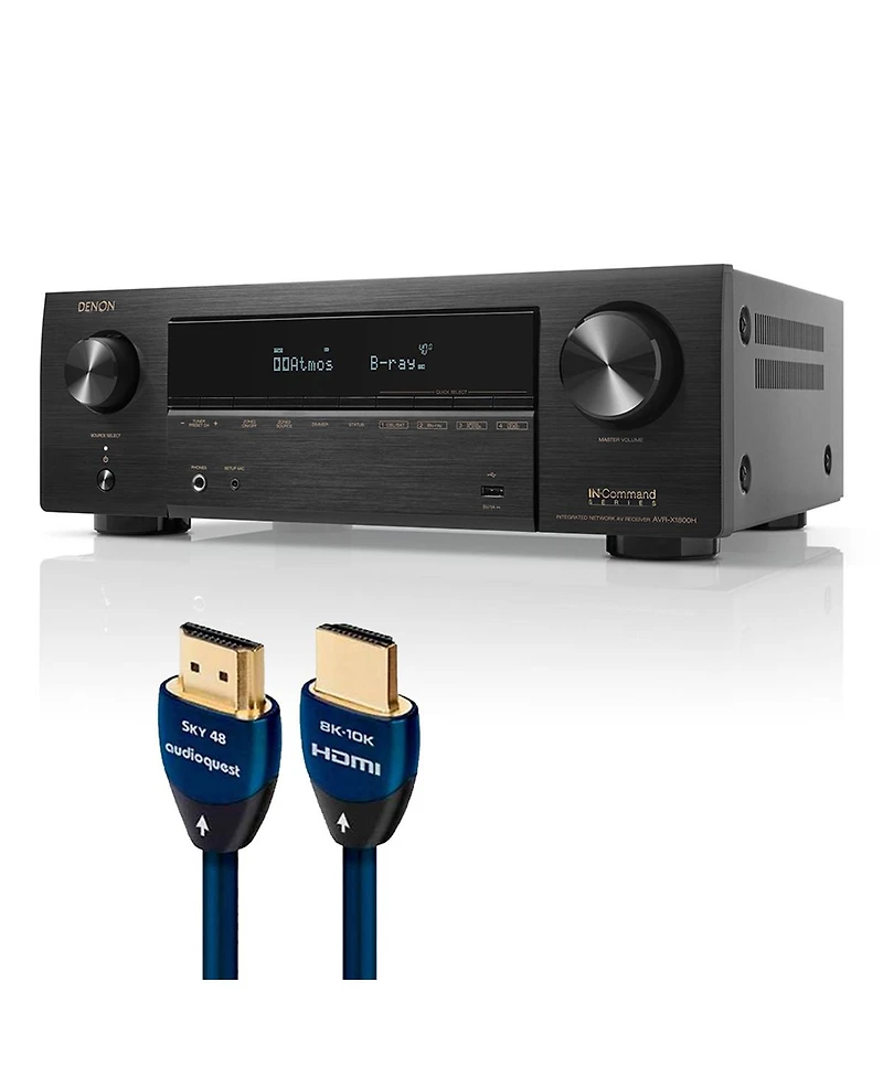 Denon AVRX1800H 7.2 Channel 8K Receiver with AudioQuest Sky 3m Hdmi Cable