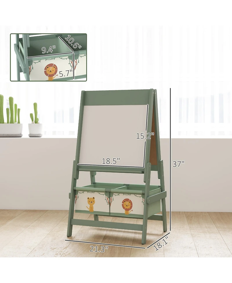 Qaba 3-in-1 Art Easel for Kids, Double-Sided Kids with Paper Roll,