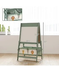 Qaba 3-in-1 Art Easel for Kids, Double-Sided Kids with Paper Roll,