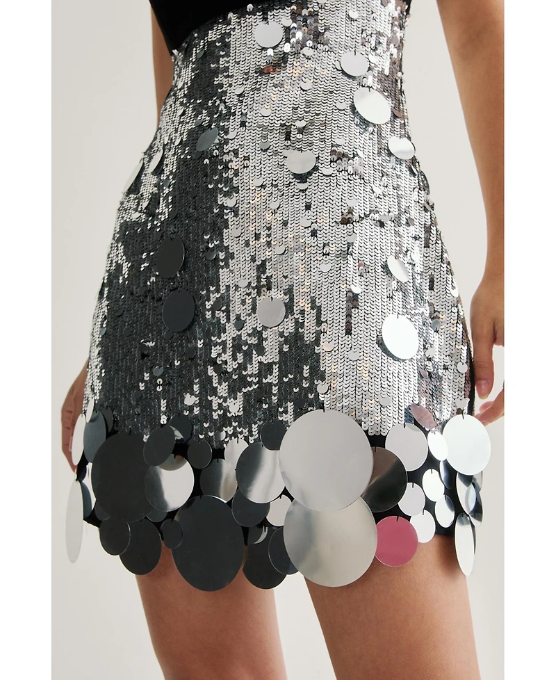 Nasty Gal Women's Sequin Disc Hem Sleeveless Mini Dress