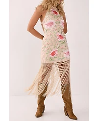 Nasty Gal Women's Beaded Halter Fringe Mini Dress