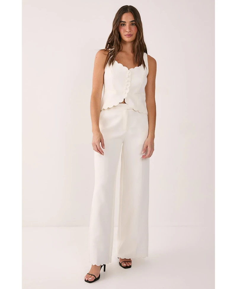 Nasty Gal Women's Embroidered Tailored Wide Leg Pants