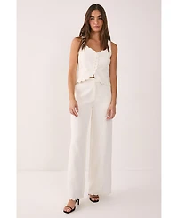 Nasty Gal Women's Embroidered Tailored Wide Leg Pants