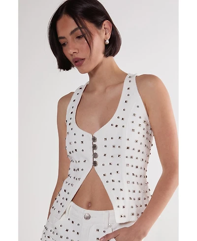 Nasty Gal Women's Studded Denim Corset Top