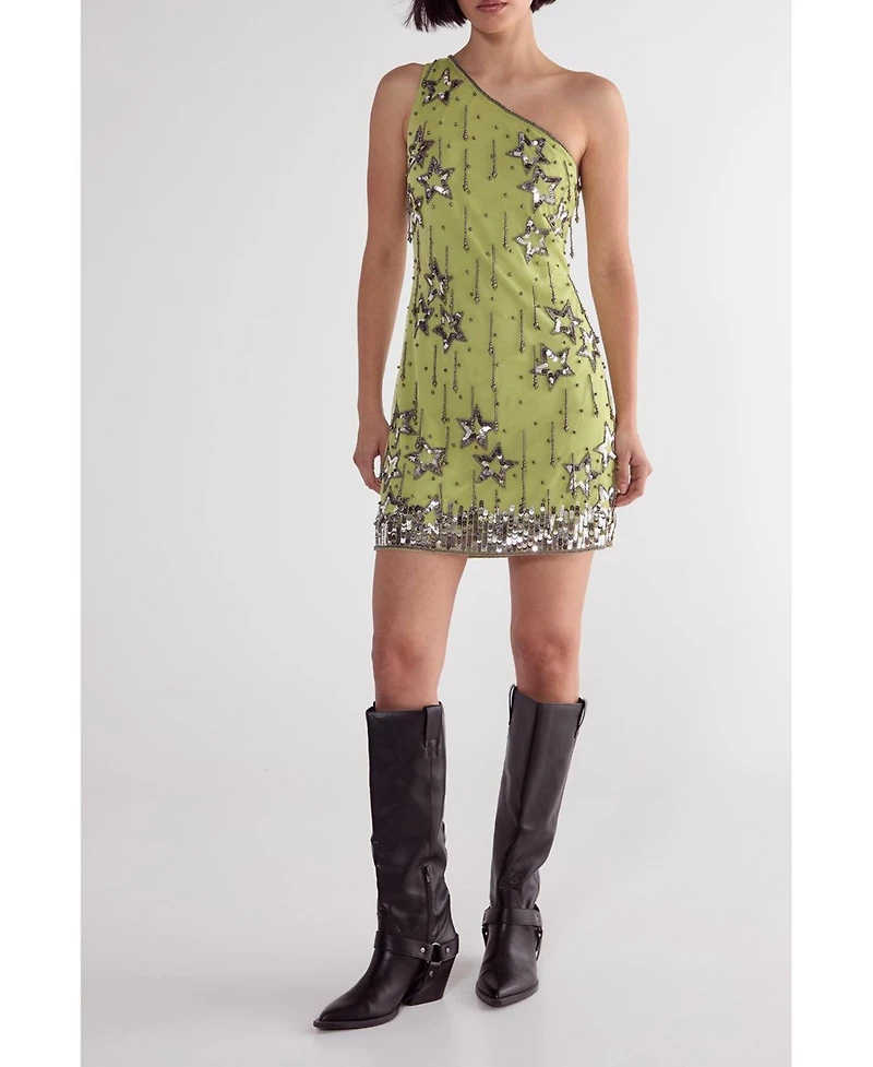 Nasty Gal Women's Tassel One Shoulder Sequin Mini Dress