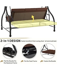 Aecojoy 3 Seats Porch Swing Chair with Adjustable Backrest & Canopy