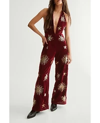 Nasty Gal Women's Star Embellished Velvet Halter Jumpsuit