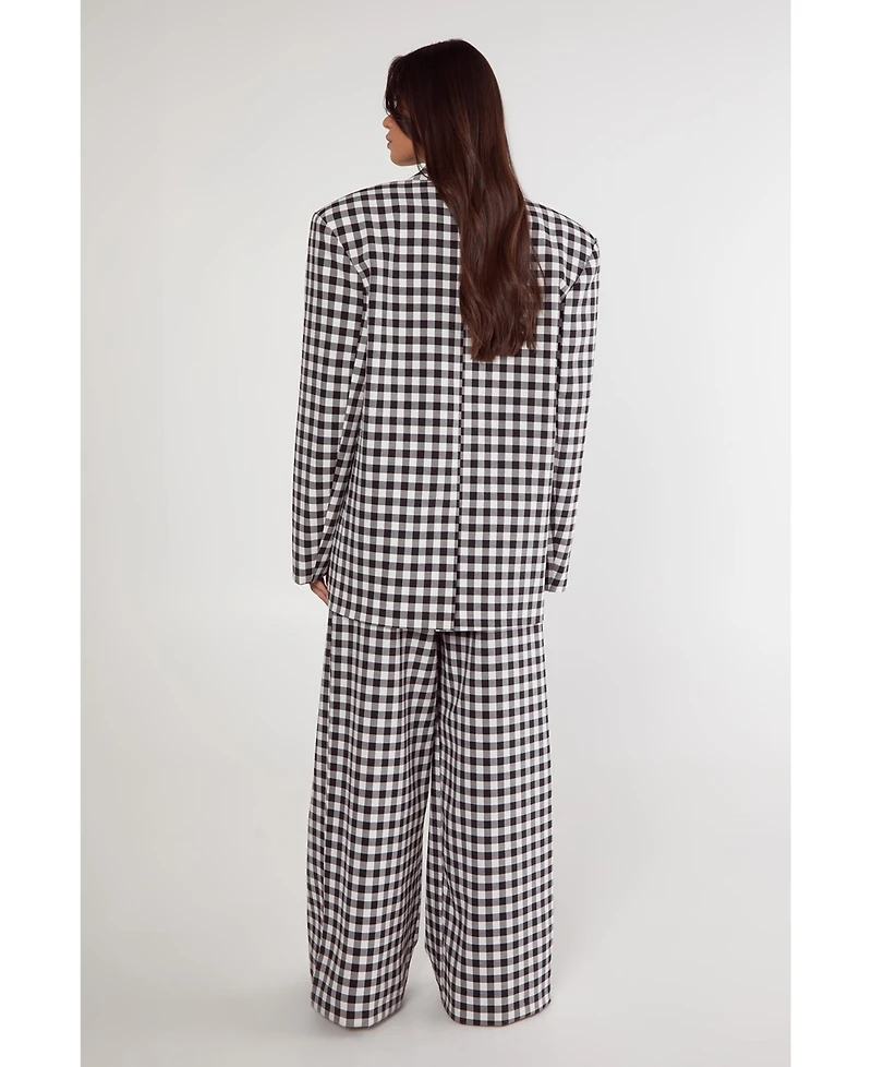 Nasty Gal Women's Gingham Tailored Wide Leg Pants