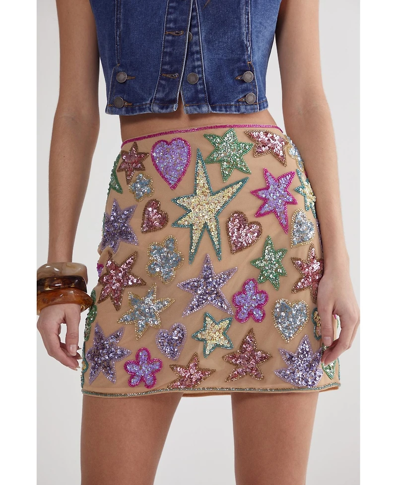 Nasty Gal Women's Hand Embellished Sequin Mini Skirt