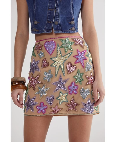 Nasty Gal Women's Hand Embellished Sequin Mini Skirt