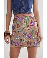 Nasty Gal Women's Hand Embellished Sequin Mini Skirt
