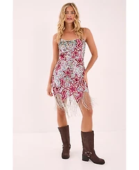Nasty Gal Women's Star Embellished Tassel Hem Mini Dress