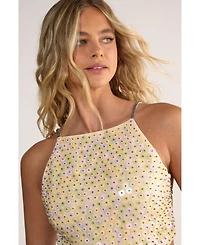 Nasty Gal Women's Studded Sequin Beaded Strap Crop Top