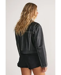 Nasty Gal Women's Leather Studded Cropped Jacket