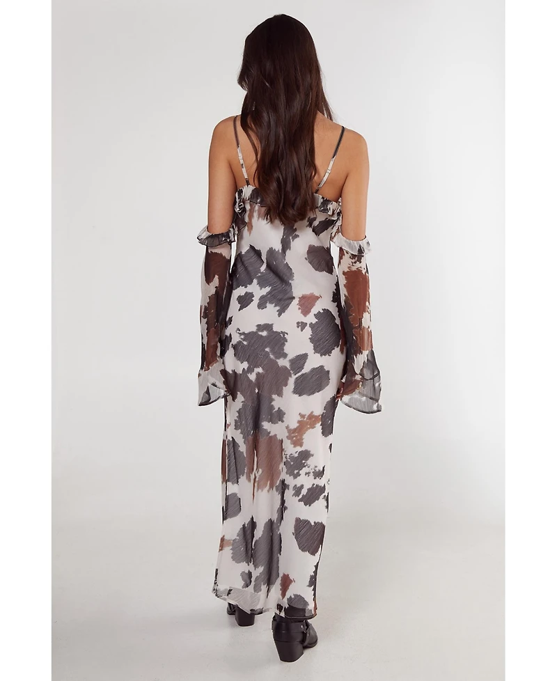 Nasty Gal Women's Cold Shoulder Bias Cut Split Maxi Dress