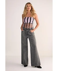 Nasty Gal Women's Stripe Sequin Tassel Crop Top