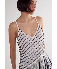 Nasty Gal Women's Studded Asymmetric Fringed Cami Top