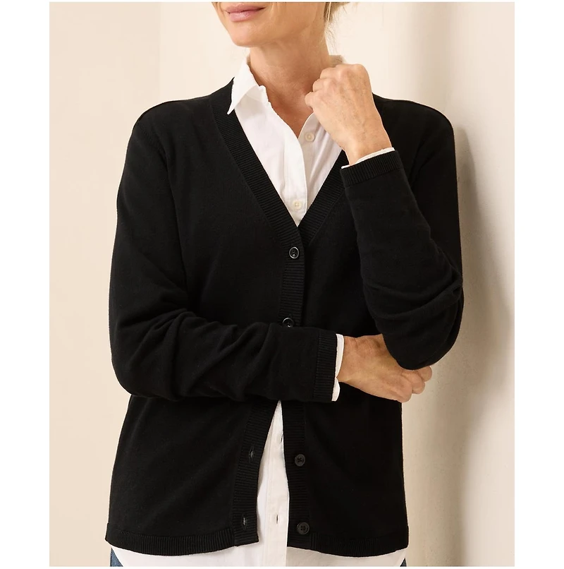 Pact Women's Organic Cotton Classic Fine Knit V-Neck Cardigan