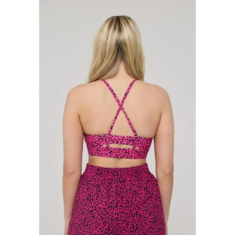 Oosc Medium Support Infinite Sports Bra - Pink Leopard